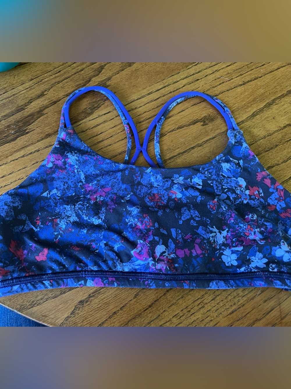 Ivivva Girls Floral Print Sports Bra - Blue, Pink, Purple